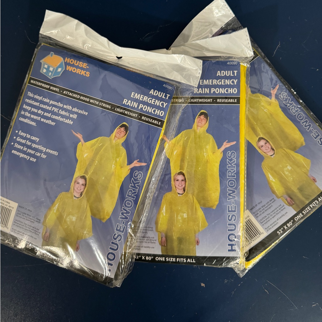 Emergency Adult Poncho  3 Packs